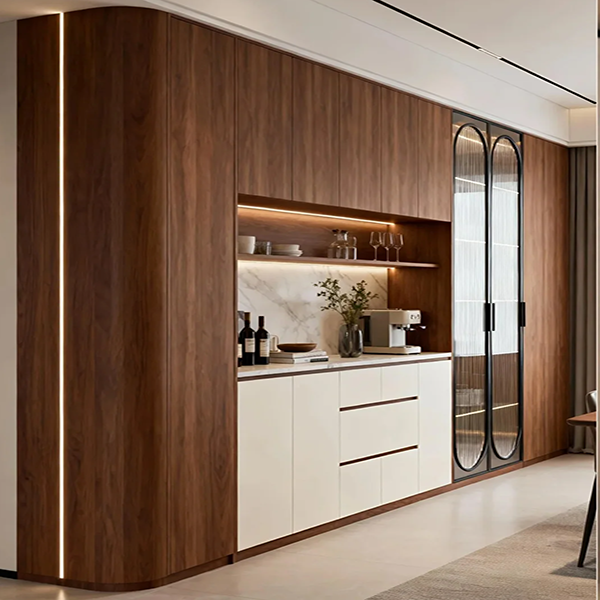 Walnut Wardrobe with Lacquered Doors Product Introduction