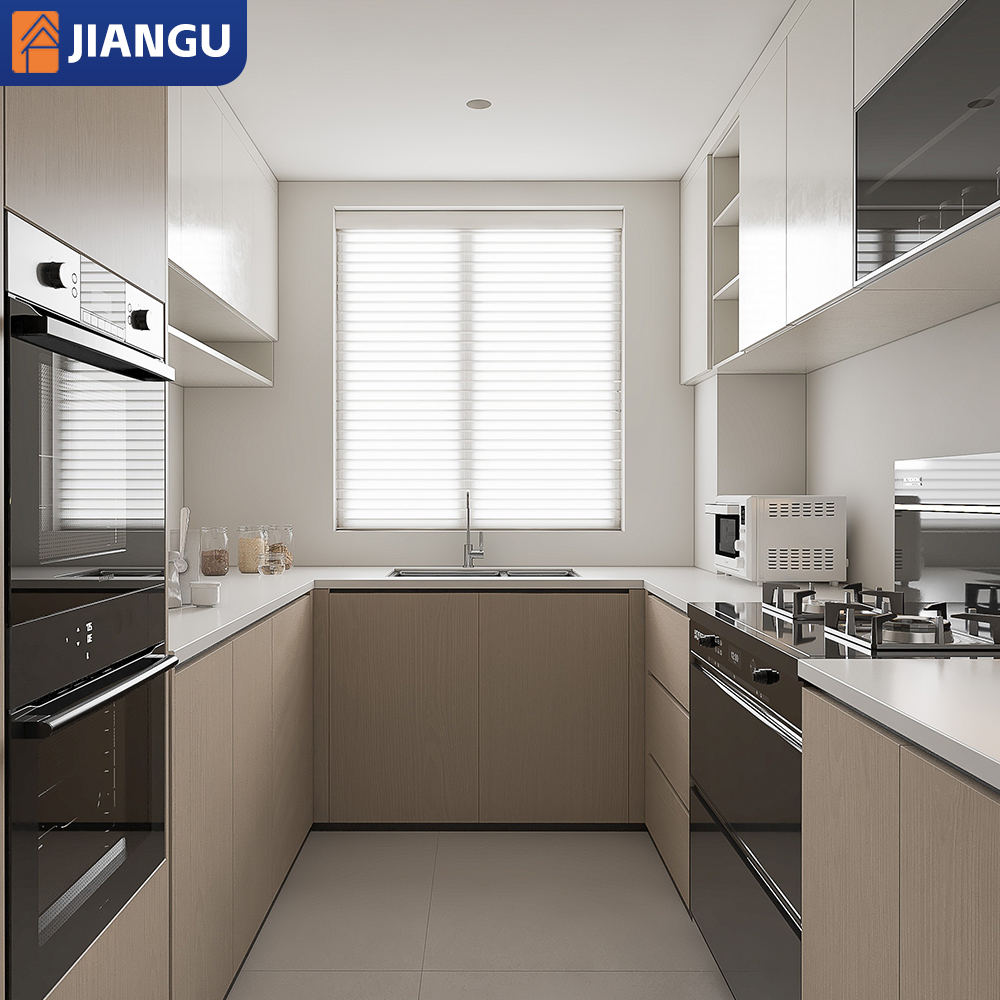 Norwegian Apartment Project Classic Kitchen Furniture Set Modern Wood Design Cabinets Wooden Oven Cabinet, Refrigerator Cabinet