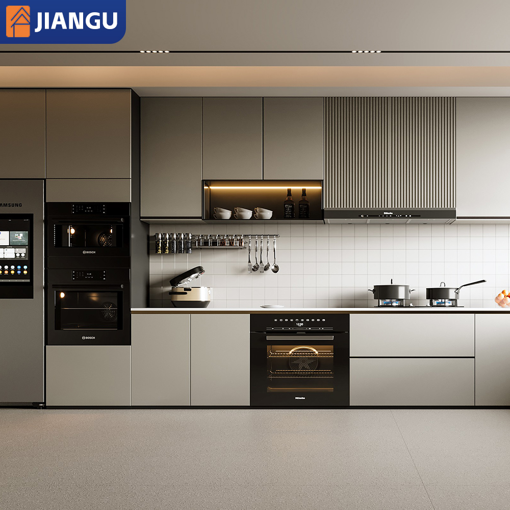 Wholesale Custom Embedded Luxury Wooden Kitchen Cabinets Wall-Mounted Built-In for Villa Dining and Hotel