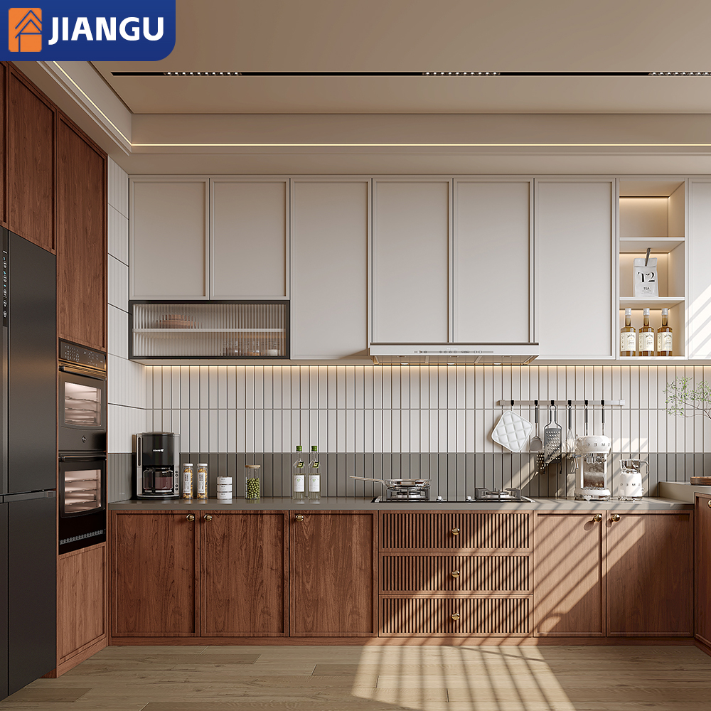 Elegant Style White Customized Color Size Wood Kitchen Cabinet Panel Cabinets Set Waterproof for Home Hotel