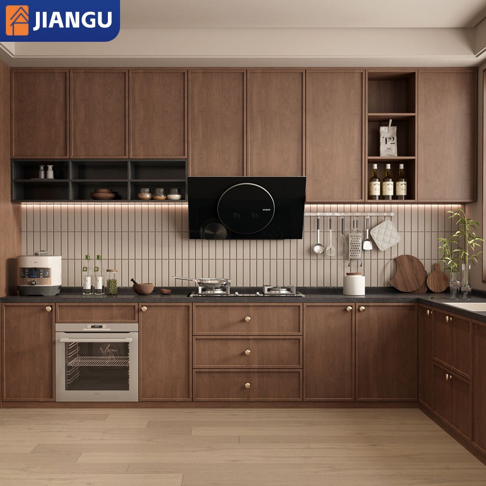 Custom Modern Kitchen Cabinets Space-Saving Wall-mounted with Sink & Drawer Slide for Multi-family Housing