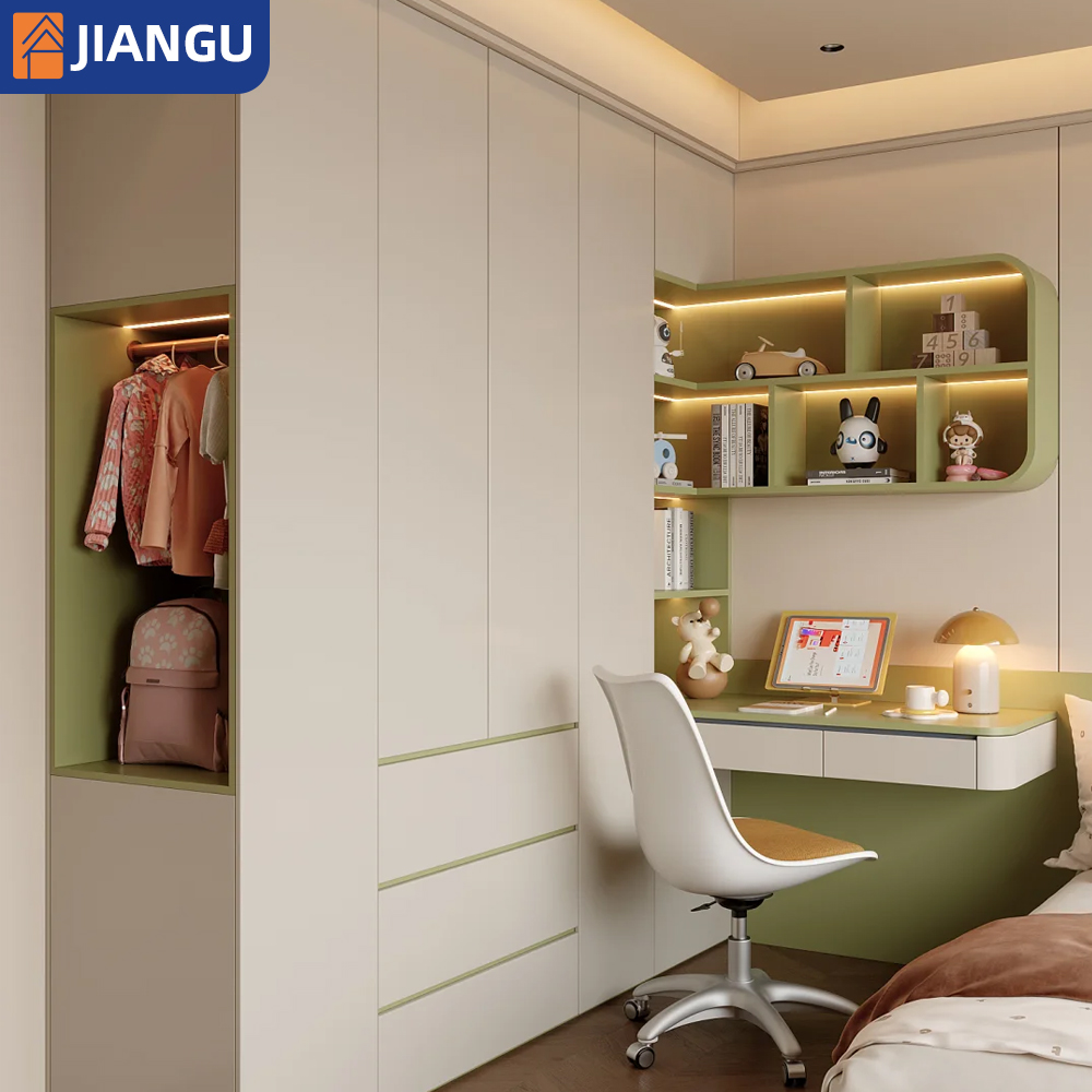 Whole-house Custom Cabinet French Design Hinge Glass Door Storage Cabinet Combination Wardrobe Bedroom Furniture