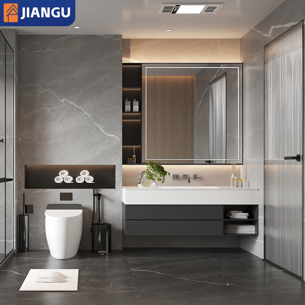 Bathroom Cabinet All-in-One Modern Rock Plate Ceramic Basin Sink Modern Log Style Hand Washing Face Bathroom Vanity