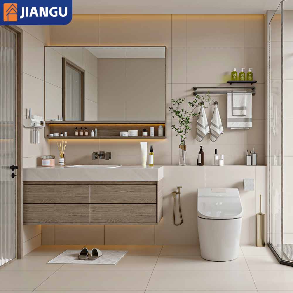 Sale Luxury Bathroom Cabinets Bathroom Sink Vanity with Marble Basin Bathroom Cabinets and Vanities