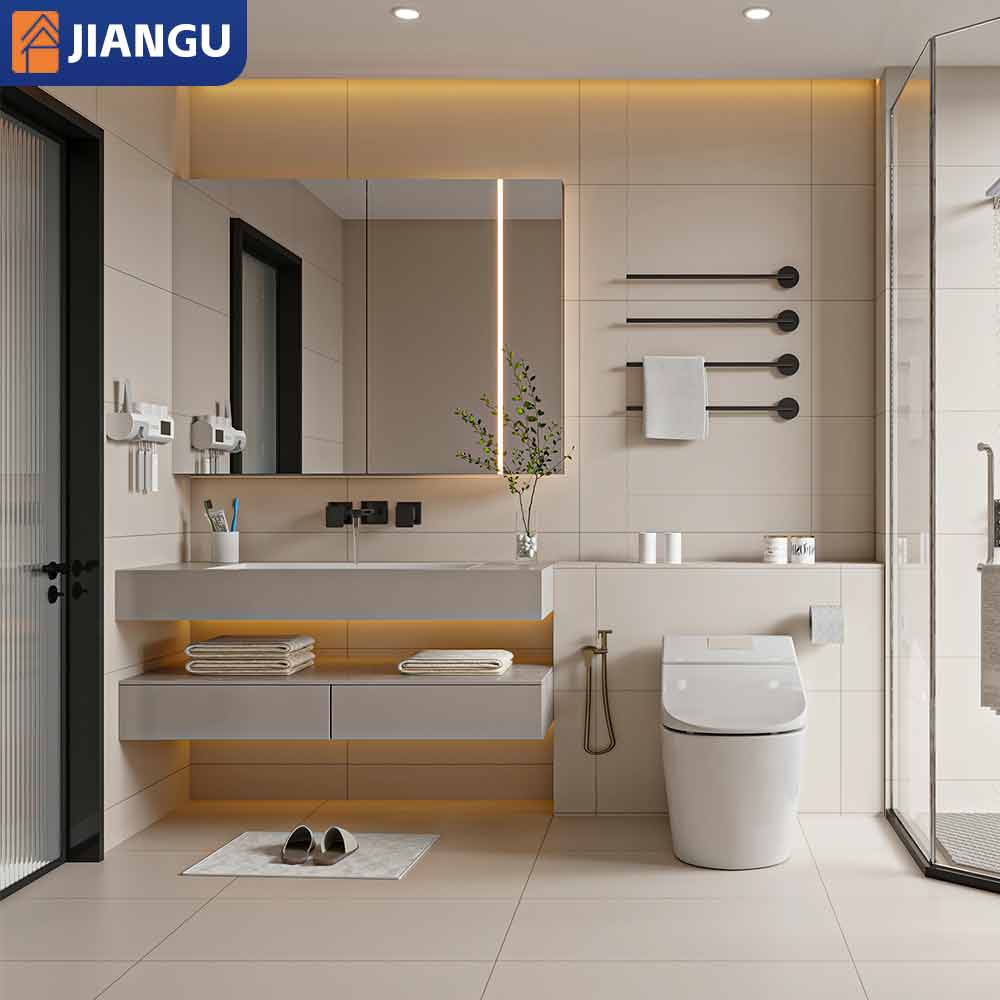 Modern Hotel Villa Wall Mounted Standing Bathroom Vanity Set Cabinet Customizable Size Easy to Clean
