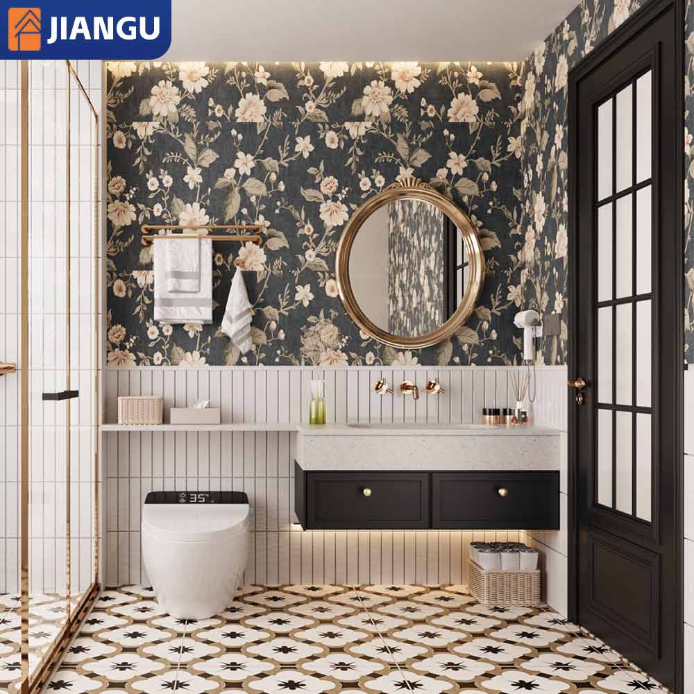 Modern Design White Solid Wood Floor Standing Wall-mounted Vanity Combo Bathroom Cabinet with 1-Year Warranty Easy to Clean