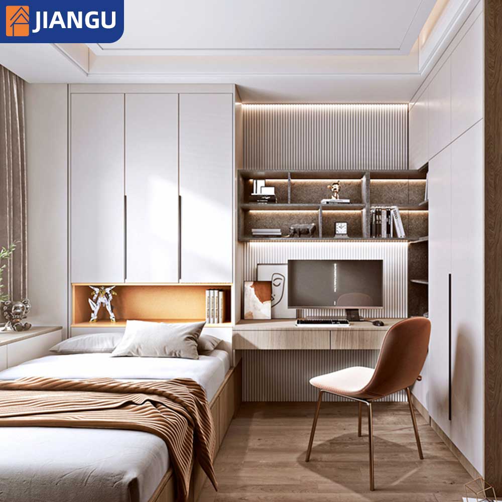 Customized Eco-Friendly Space Saving Tatami Storage Bed Wardrobe Cabinet Bookcase Study Room Furniture Modern MDF