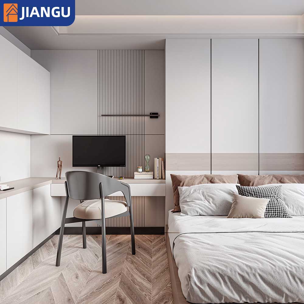 Luxury White Wooden Tatami Bed with Modern Design Bedroom Wardrobe Cabinet with Bed Study Table for School Wholesale