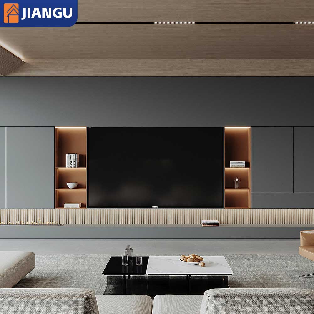 Modern Luxury Whole Wall TV Stand Cabinet Extendable Wooden Furniture for Living Room Bedroom Panel Design for Home