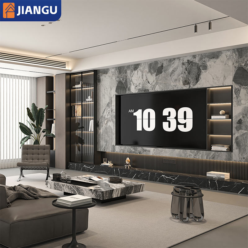 Factory Price Customized Modern Wood Panel TV Cabinet Set for Villa Living Room Home Furniture Hotel Wall Mount