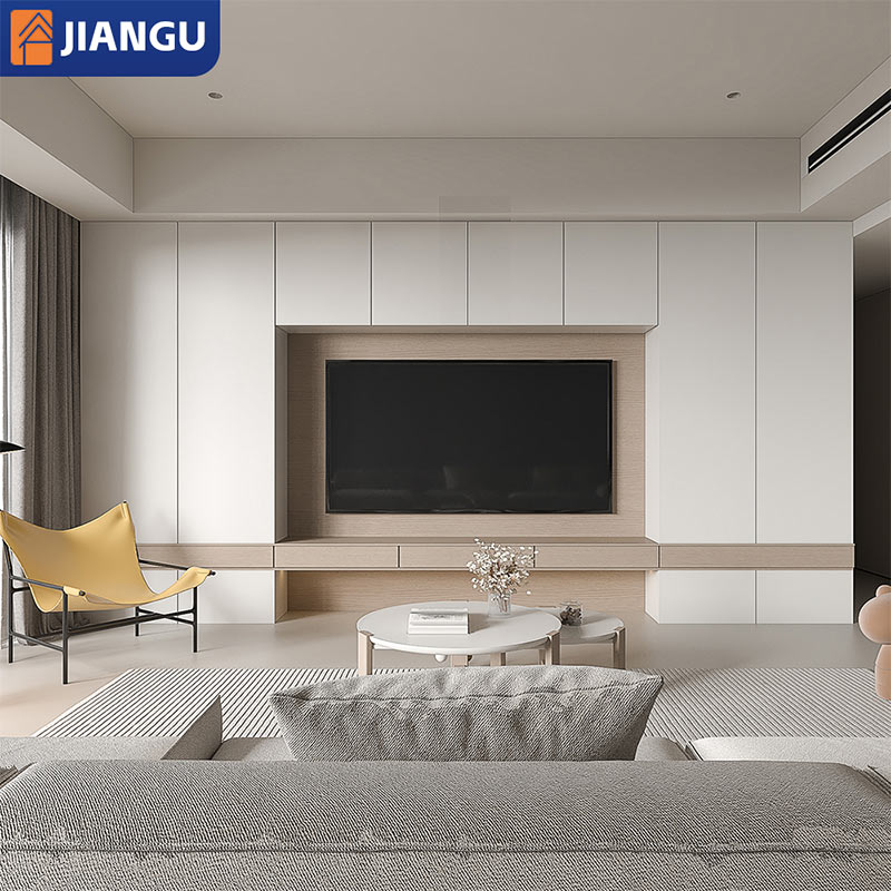 Modern Simple White TV Stand MDF Plywood Wood Showcase for Living Room Home Furniture for Bedroom or Hotel Use