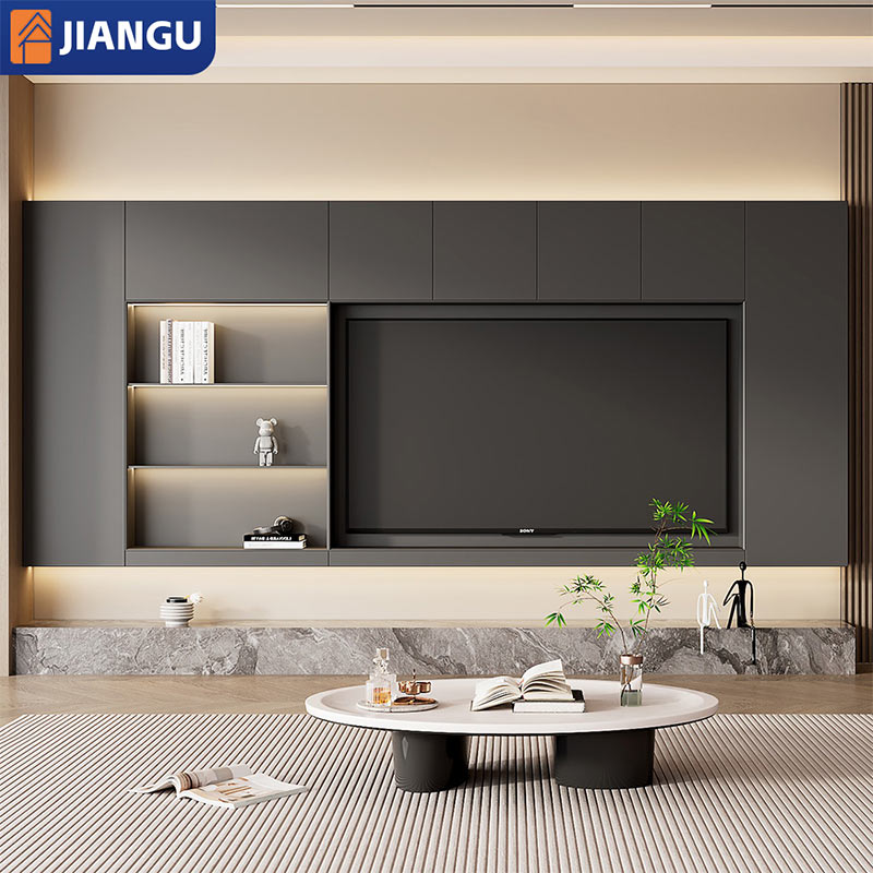 Modern Wooden TV Stand Wall-Mounted Cabinet Set Custom Designs for Hotel Living Room Furniture Storage OEM ODM