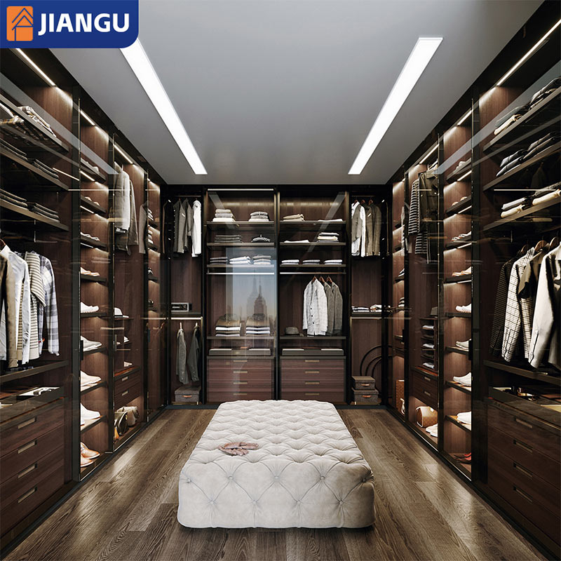 Modern Metal Glass Bedroom Walk in Wardrobe Design Customization Organizer Wardrobe Customization Wardrobe