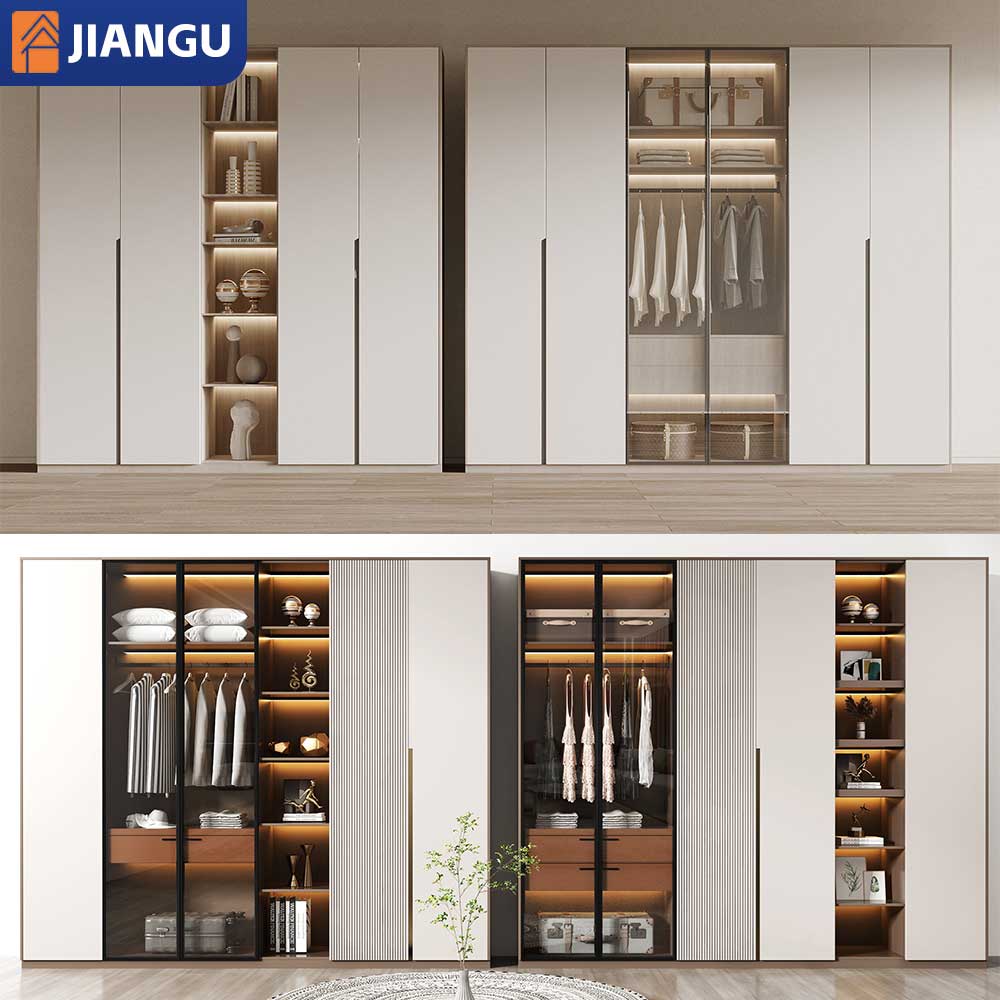 Hot Sales Scandinavian Style Customized Wardrobe MDF Particle Board Space Saving Design for Whole House Storage