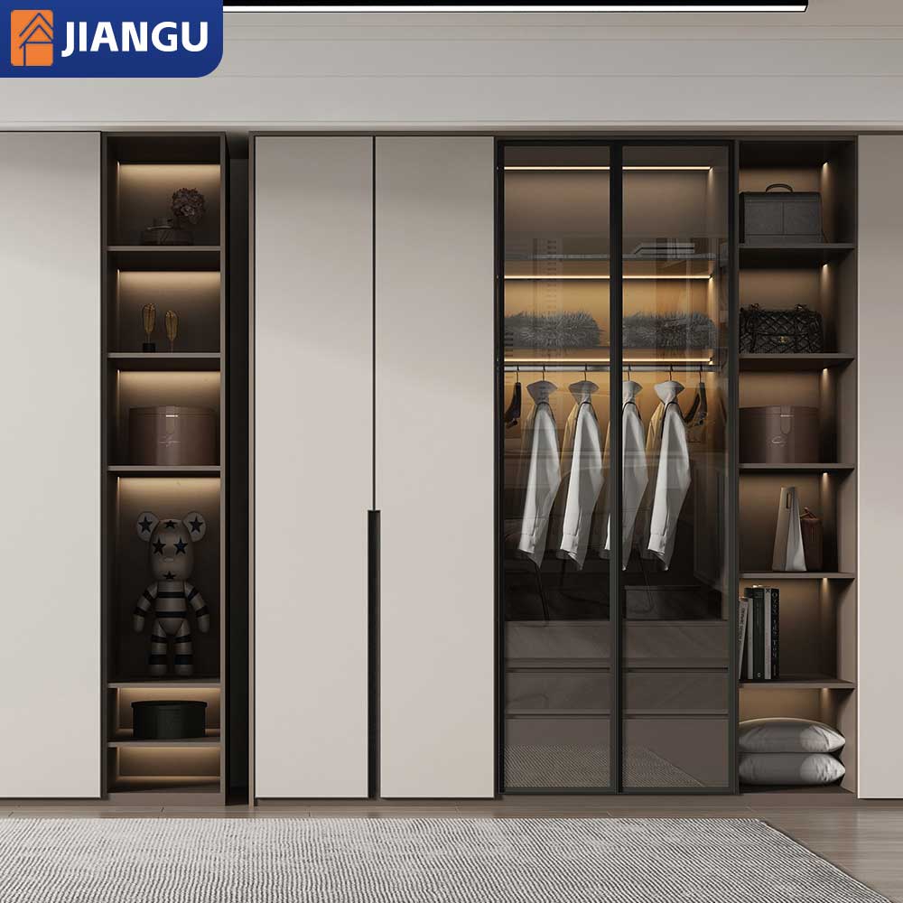 High Quality Waterproof Scratch-Resistant MDF Wood Wardrobe Organizer for Bedroom Closet Contemporary Design Factory Assembled