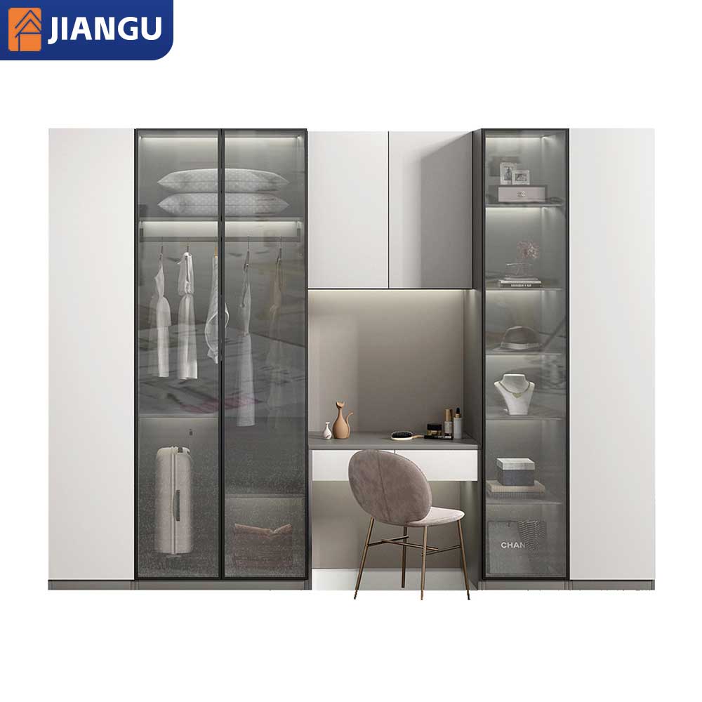 Custom Modern MDF Closet Custom Panel Closet Bedroom Wardrobe Design Man Women Room Cabinet Leather Door