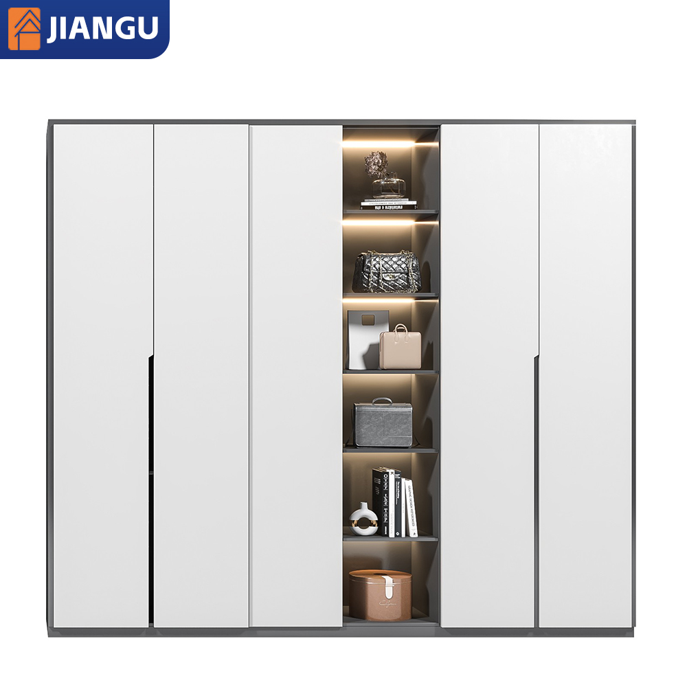 Customized Size Wood Cloth Cabinet Walkin Closet Melamine Finished Closet Design Wardrobes with Glass Door