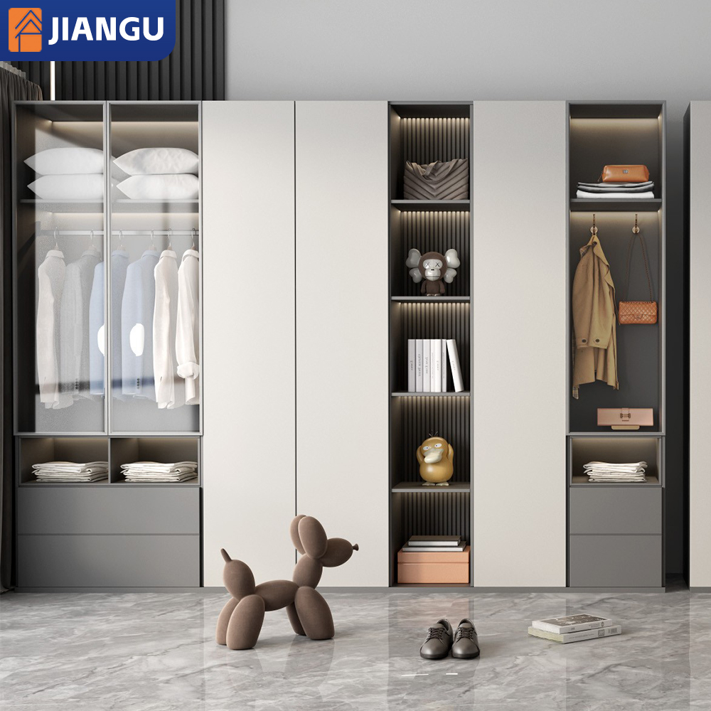 Factory Customized Modern Design Wood Wardrobe Storage Clothes Cabinet with Wall Sliding Door Makeup Vanity Schlafzimmerschrank