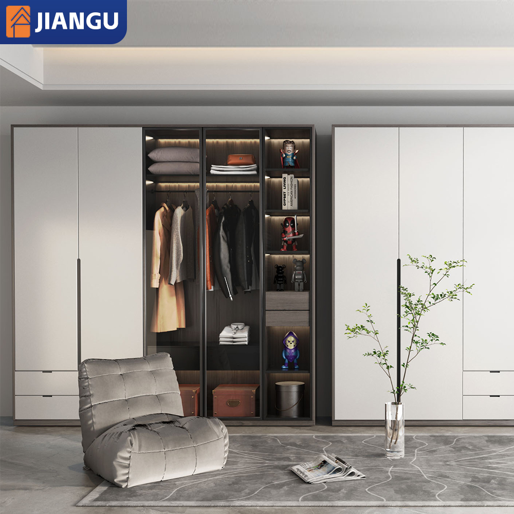 Custom Modern Bedroom Furniture Storage Clothe Dressing Design MDF Material Sliding Door Wardrobes