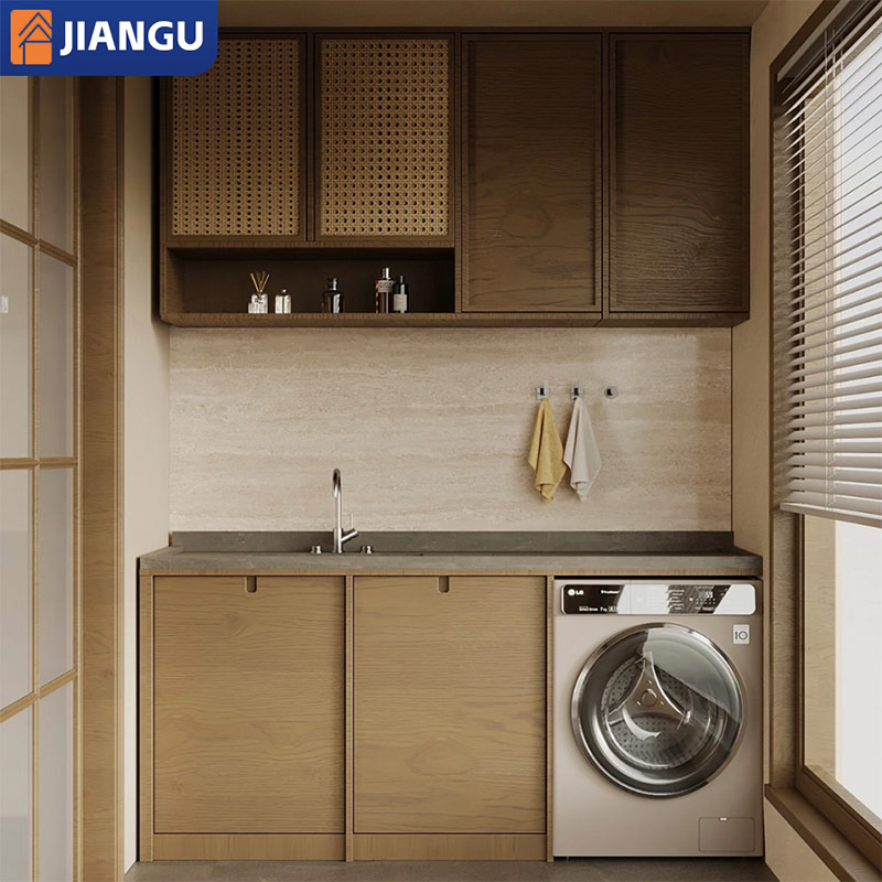 Practical Hot-selling Space-saving Laundry Room Cabinets with Washing Machines Customized Storage Cabinet Wood for Balcony